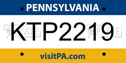 KTP2219 Pennsylvania License Plate