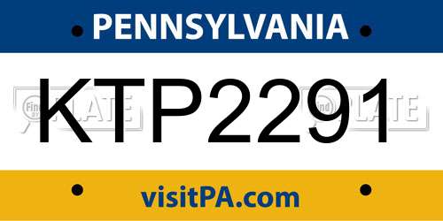 KTP2291 Pennsylvania License Plate
