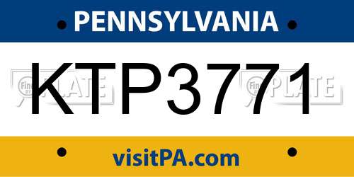 KTP3771 Pennsylvania License Plate