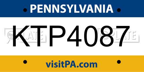 KTP4087 Pennsylvania License Plate