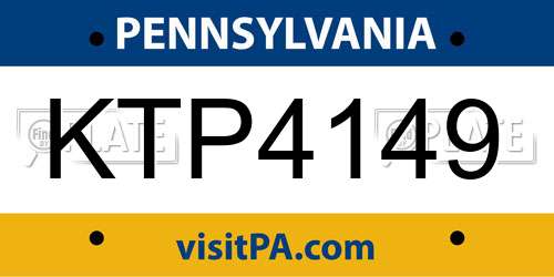 KTP4149 Pennsylvania License Plate