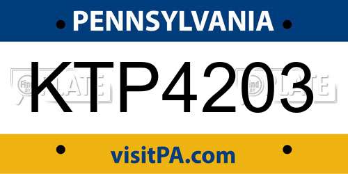 KTP4203 Pennsylvania License Plate