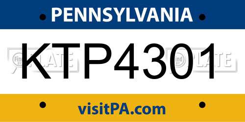 KTP4301 Pennsylvania License Plate