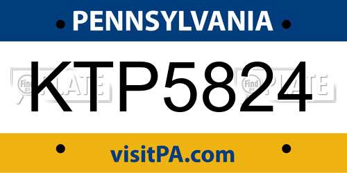 KTP5824 Pennsylvania License Plate