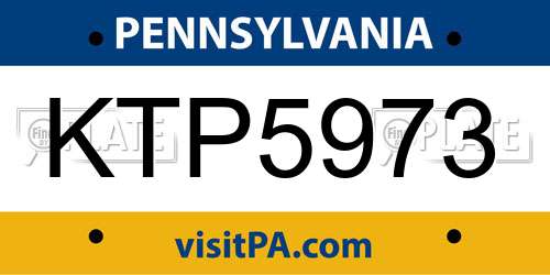 KTP5973 Pennsylvania License Plate