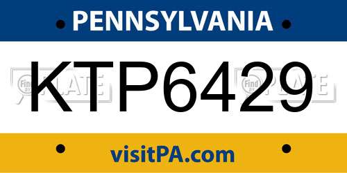 KTP6429 Pennsylvania License Plate