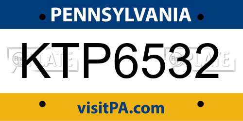KTP6532 Pennsylvania License Plate