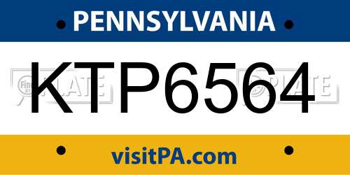 KTP6564 Pennsylvania License Plate