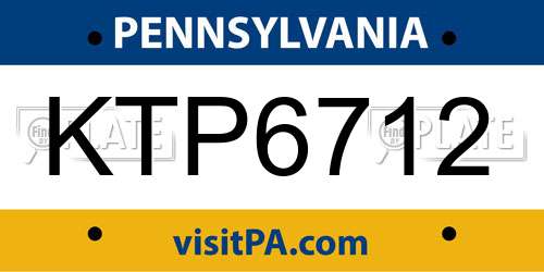 KTP6712 Pennsylvania License Plate