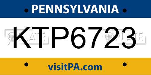 KTP6723 Pennsylvania License Plate