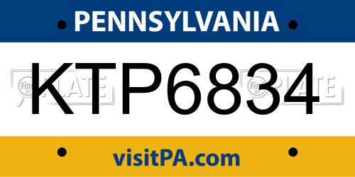 KTP6834 Pennsylvania License Plate