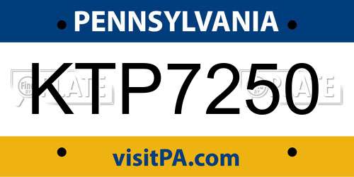 KTP7250 Pennsylvania License Plate