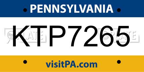 KTP7265 Pennsylvania License Plate