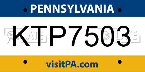 KTP7503 Pennsylvania License Plate