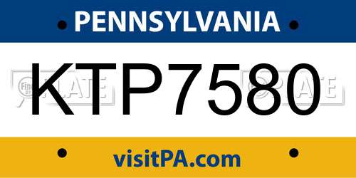 KTP7580 Pennsylvania License Plate