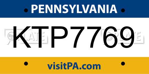 KTP7769 Pennsylvania License Plate