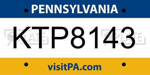 KTP8143 Pennsylvania License Plate