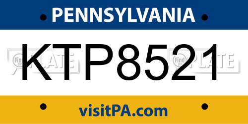 KTP8521 Pennsylvania License Plate