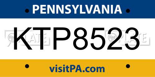 KTP8523 Pennsylvania License Plate