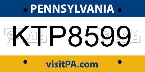 KTP8599 Pennsylvania License Plate