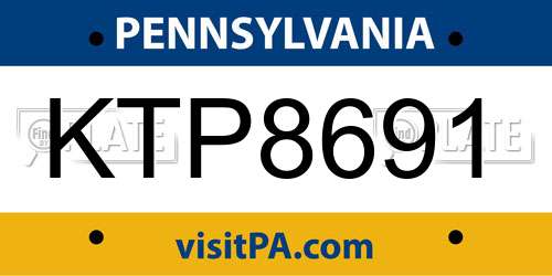 KTP8691 Pennsylvania License Plate
