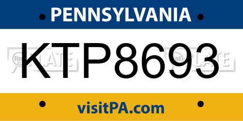KTP8693 Pennsylvania License Plate