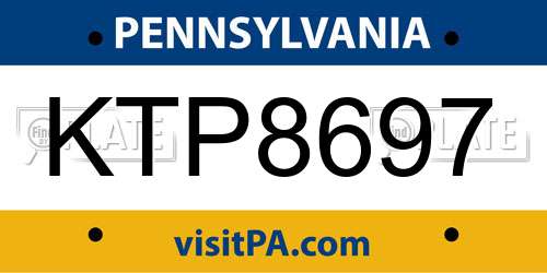 KTP8697 Pennsylvania License Plate