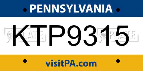 KTP9315 Pennsylvania License Plate