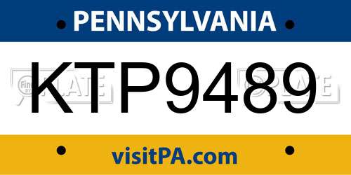 KTP9489 Pennsylvania License Plate