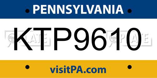 KTP9610 Pennsylvania License Plate