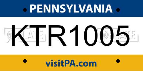 KTR1005 Pennsylvania License Plate