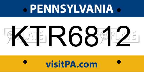 KTR6812 Pennsylvania License Plate