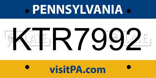 KTR7992 Pennsylvania License Plate
