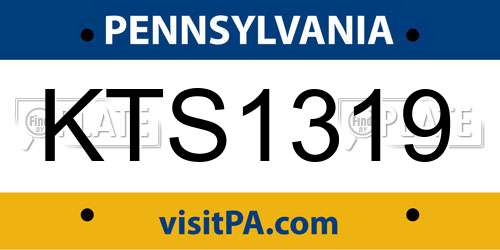 KTS1319 Pennsylvania License Plate