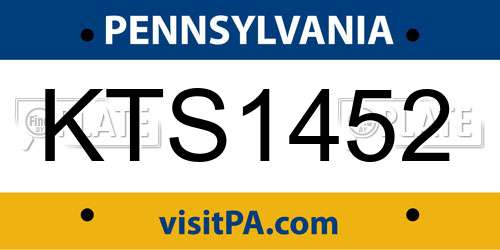 KTS1452 Pennsylvania License Plate