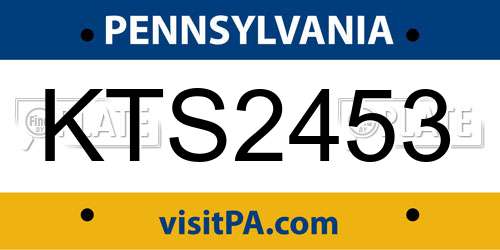 KTS2453 Pennsylvania License Plate