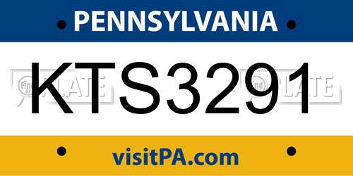 KTS3291 Pennsylvania License Plate