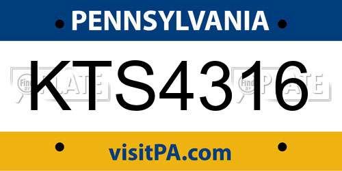 KTS4316 Pennsylvania License Plate