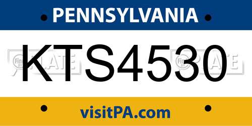 KTS4530 Pennsylvania License Plate
