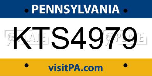 KTS4979 Pennsylvania License Plate