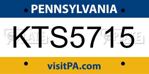 KTS5715 Pennsylvania License Plate