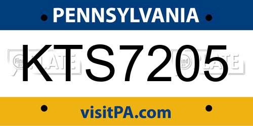 KTS7205 Pennsylvania License Plate
