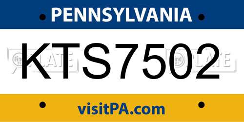 KTS7502 Pennsylvania License Plate