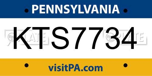 KTS7734 Pennsylvania License Plate