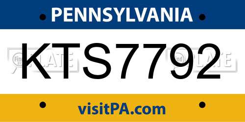 KTS7792 Pennsylvania License Plate