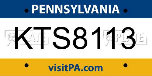 KTS8113 Pennsylvania License Plate