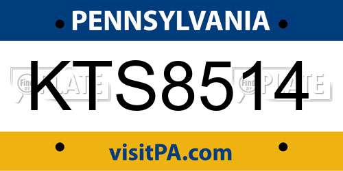 KTS8514 Pennsylvania License Plate