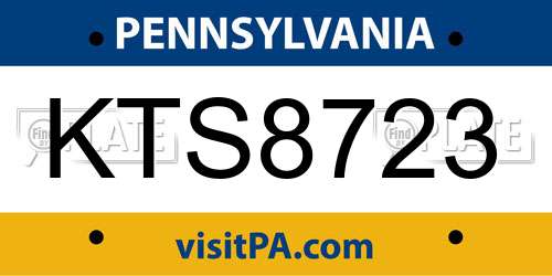 KTS8723 Pennsylvania License Plate
