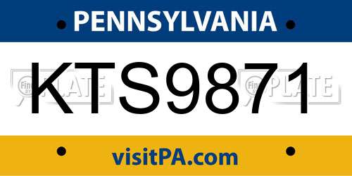 KTS9871 Pennsylvania License Plate