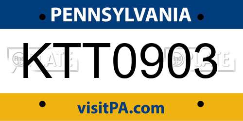 KTT0903 Pennsylvania License Plate